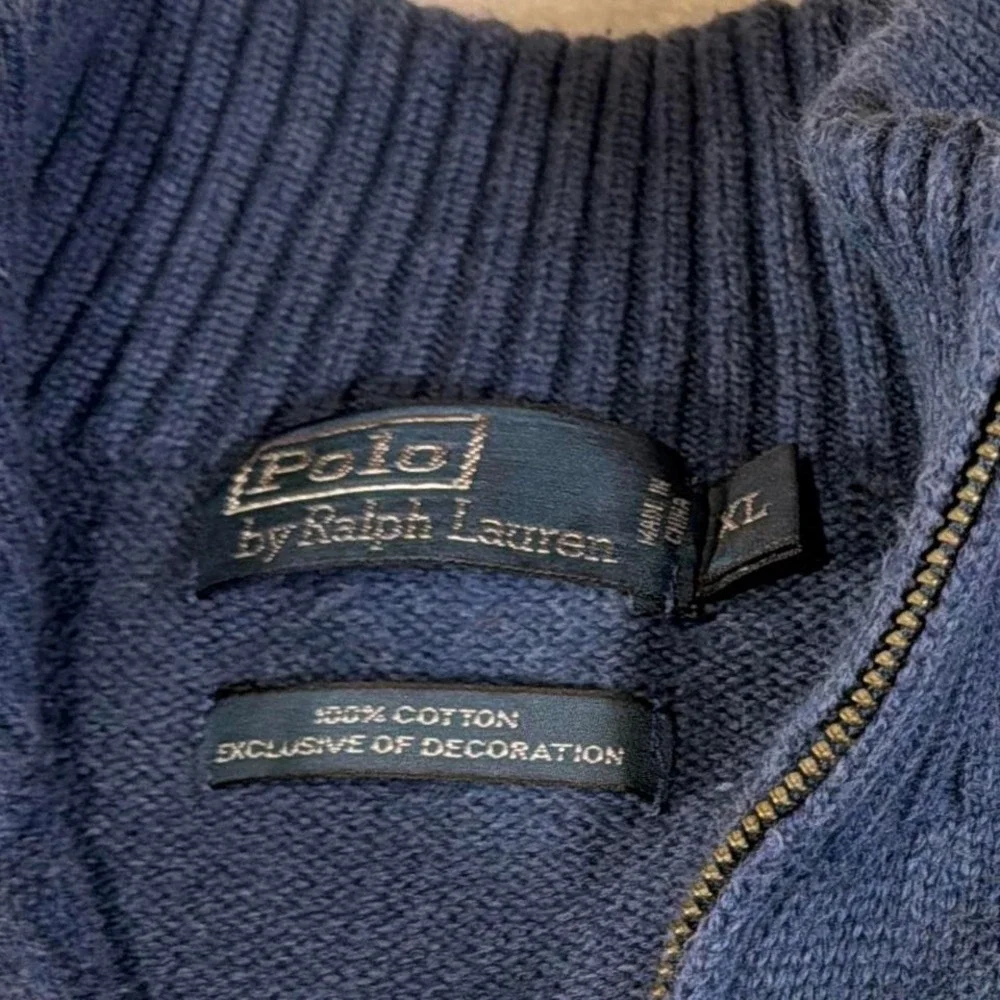 Y2K Vintage Polo Ralph Lauren Quarter Zip‎ Sweater | Blue | XL